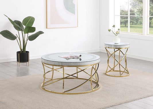 Elise - Round Mirror Top Coffee Table Set Coaster Fine Furniture