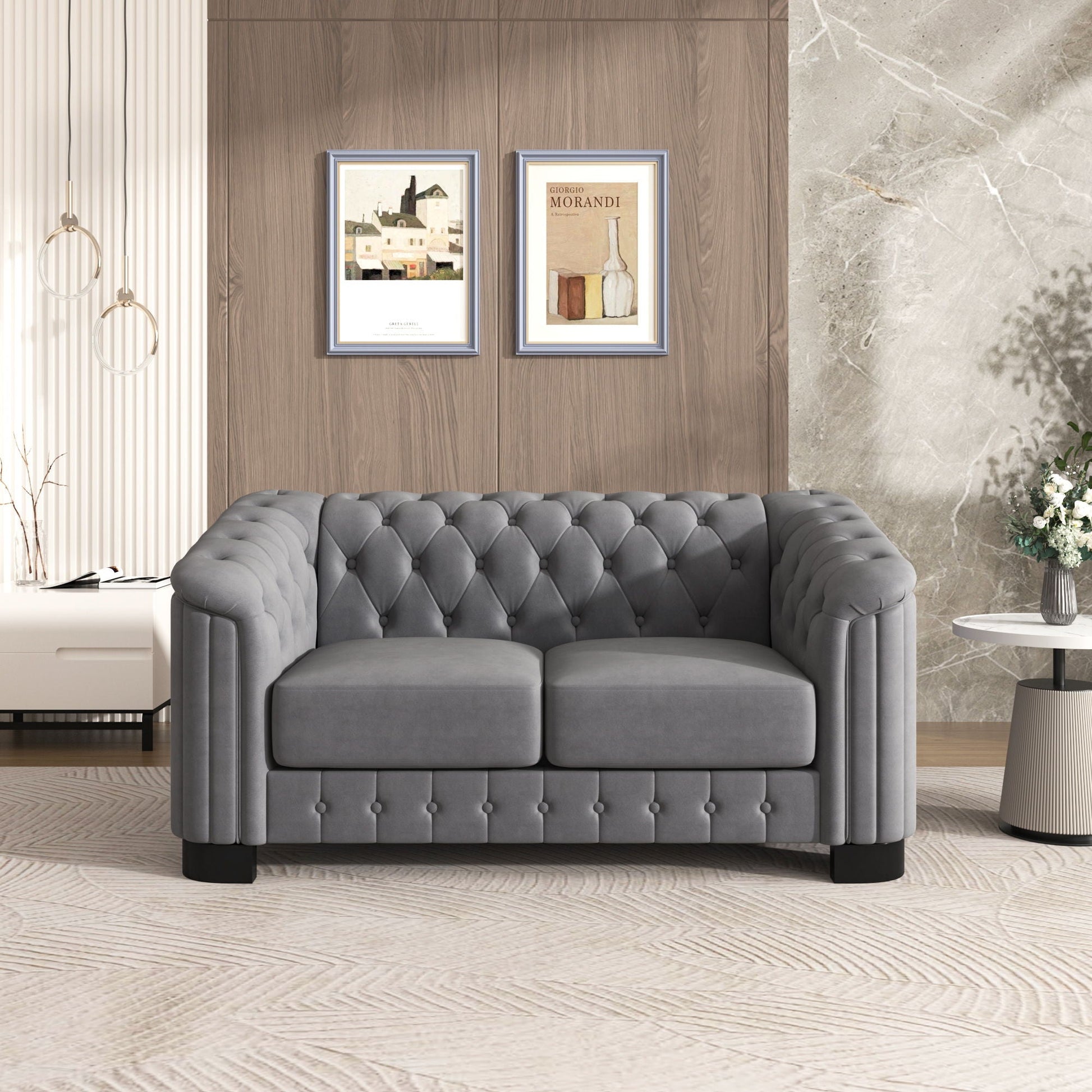 Upholstered Loveseat Sofa With Thick Removable Seat Cushion Hearth and Haven