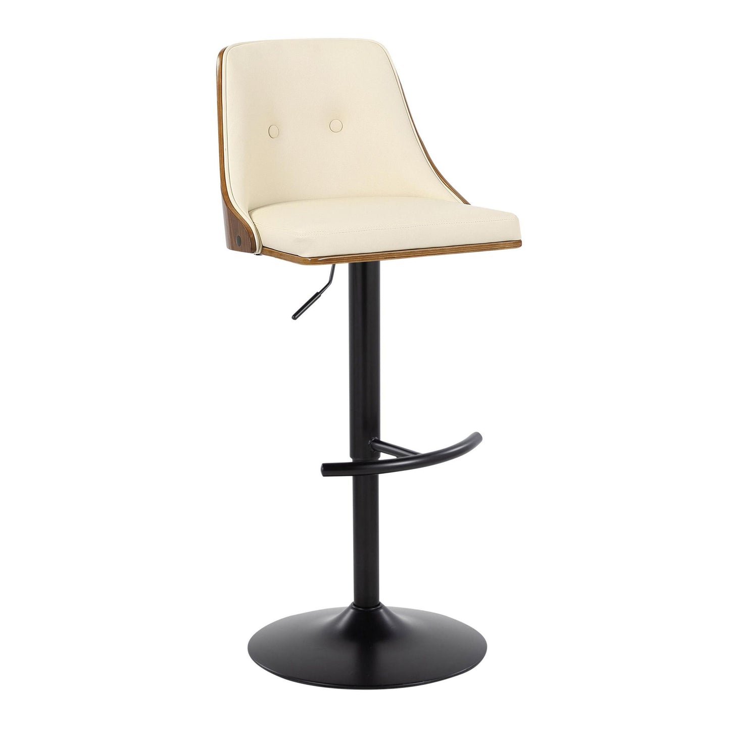 Gianna - Mid Century Modern Adjustable Barstool, Swivel With Rounded T Footrest (Set of 2) Lumi Source