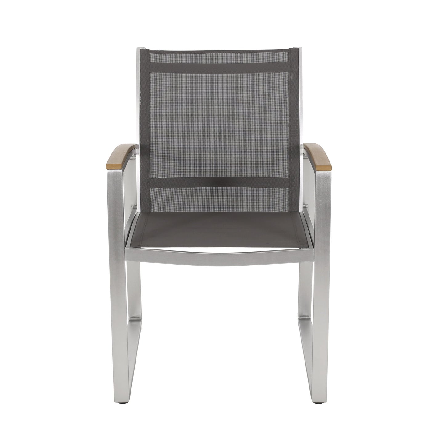 Poetic - Outdoor Dining Chair With Faux Wood Arms And Aluminum Frame (Set of 2) - Gray Noble House