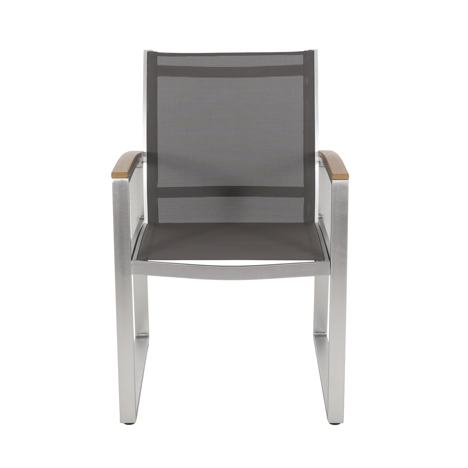 Poetic - Outdoor Dining Chair With Faux Wood Arms And Aluminum Frame (Set of 2) - Gray Noble House