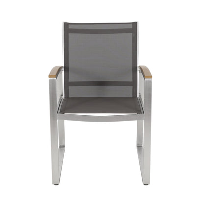 Poetic - Outdoor Dining Chair With Faux Wood Arms And Aluminum Frame (Set of 2) - Gray Noble House