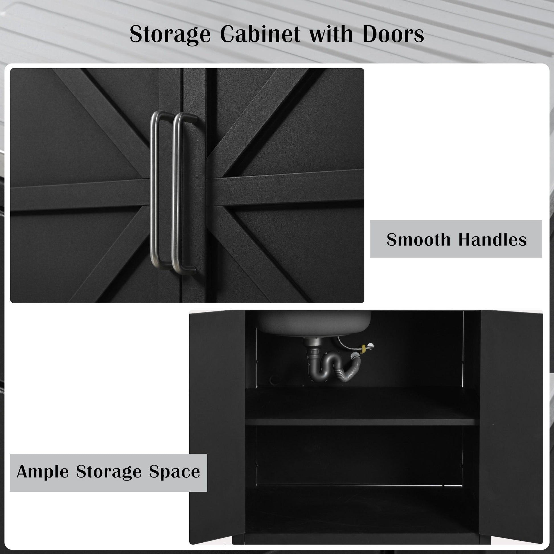 Outdoor Movable Kitchen Sink Patio Modular Kitchen Sink Station With Cabinet For Garden, Patio, Backyard - Matte Black Hearth and Haven