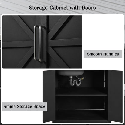 Outdoor Movable Kitchen Sink Patio Modular Kitchen Sink Station With Cabinet For Garden, Patio, Backyard - Matte Black Hearth and Haven