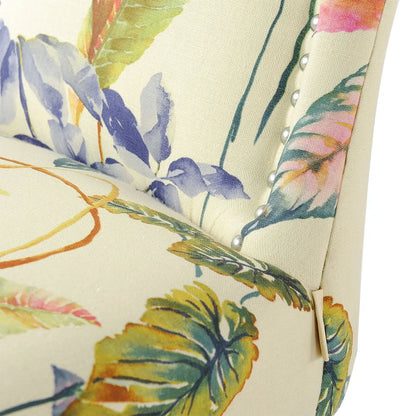 Paradise - Upholstered Accent Chair Printed On - Off-White Floral Jennifer Taylor Home