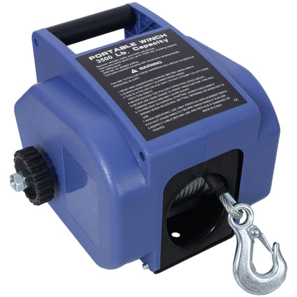 Reversible Electric 12V Trailer Winch For Boats Up To 6000 Lbs With Galvanized Wire Rope And Casing - Blue Daily Nest