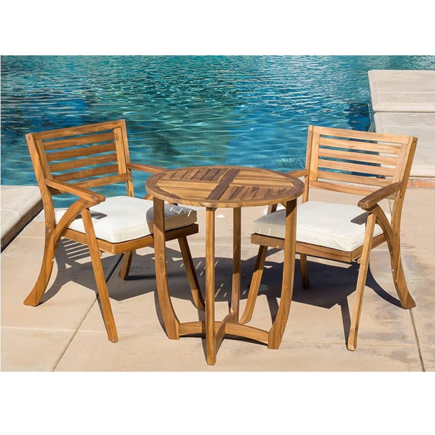 Outdoor Dining Set With Coffee Table And 2 Chairs - Teak Noble House