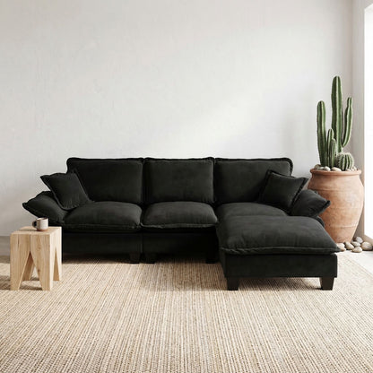 Modular Sectional Sofa With Movable Ottoman & Pillows Home Essentials