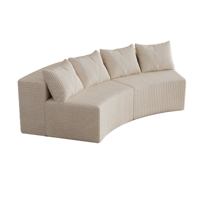 Curved Sectional Sofa With 4 Pillows, Modular Semi Circular Design Home Essentials