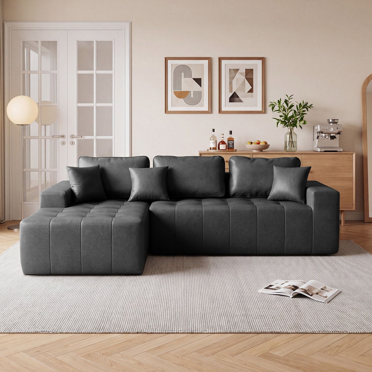 L - Shaped Corner Chaise Sofa Bed Home Essentials