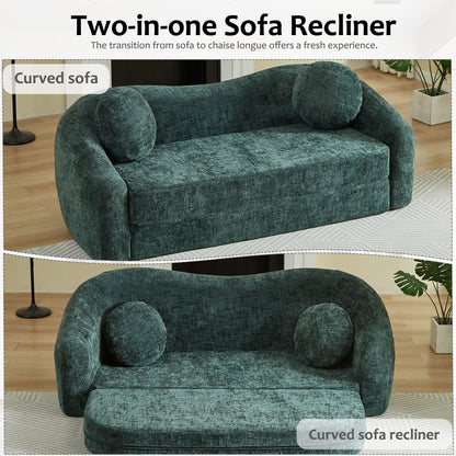 Curved Convertible Sofa, 2 In 1 Frameless Folding Sofa Bed With Pull Out Base And Deep Seat Home Essentials