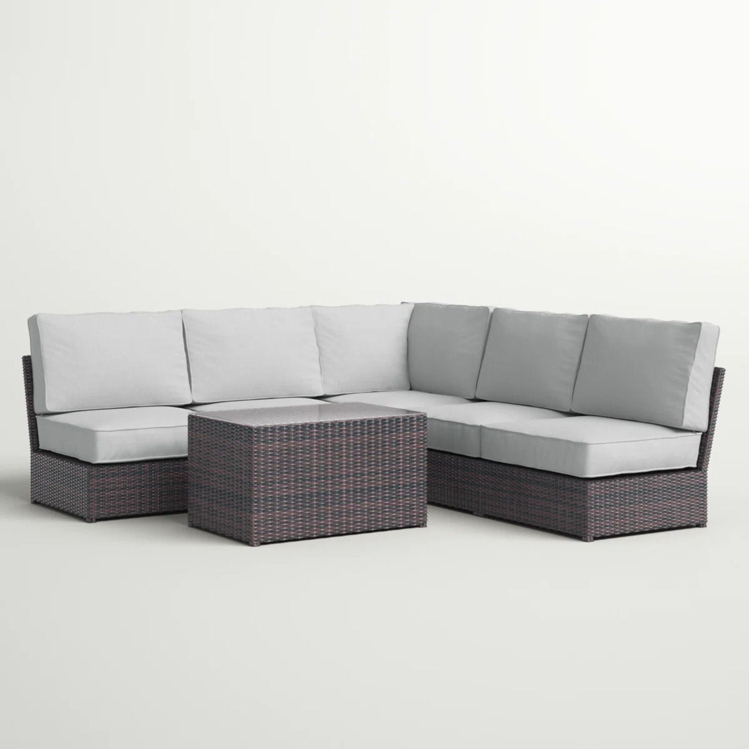 Modular 4 Person Outdoor Seating Group With Cushions - Espresso LSI Patio Furniture
