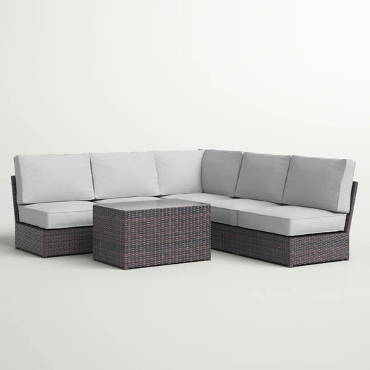 Modular 4 Person Outdoor Seating Group With Cushions - Espresso LSI Patio Furniture