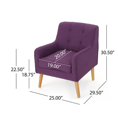 Modern Arm Chair With Tufted Back And Wooden Legs Noble House