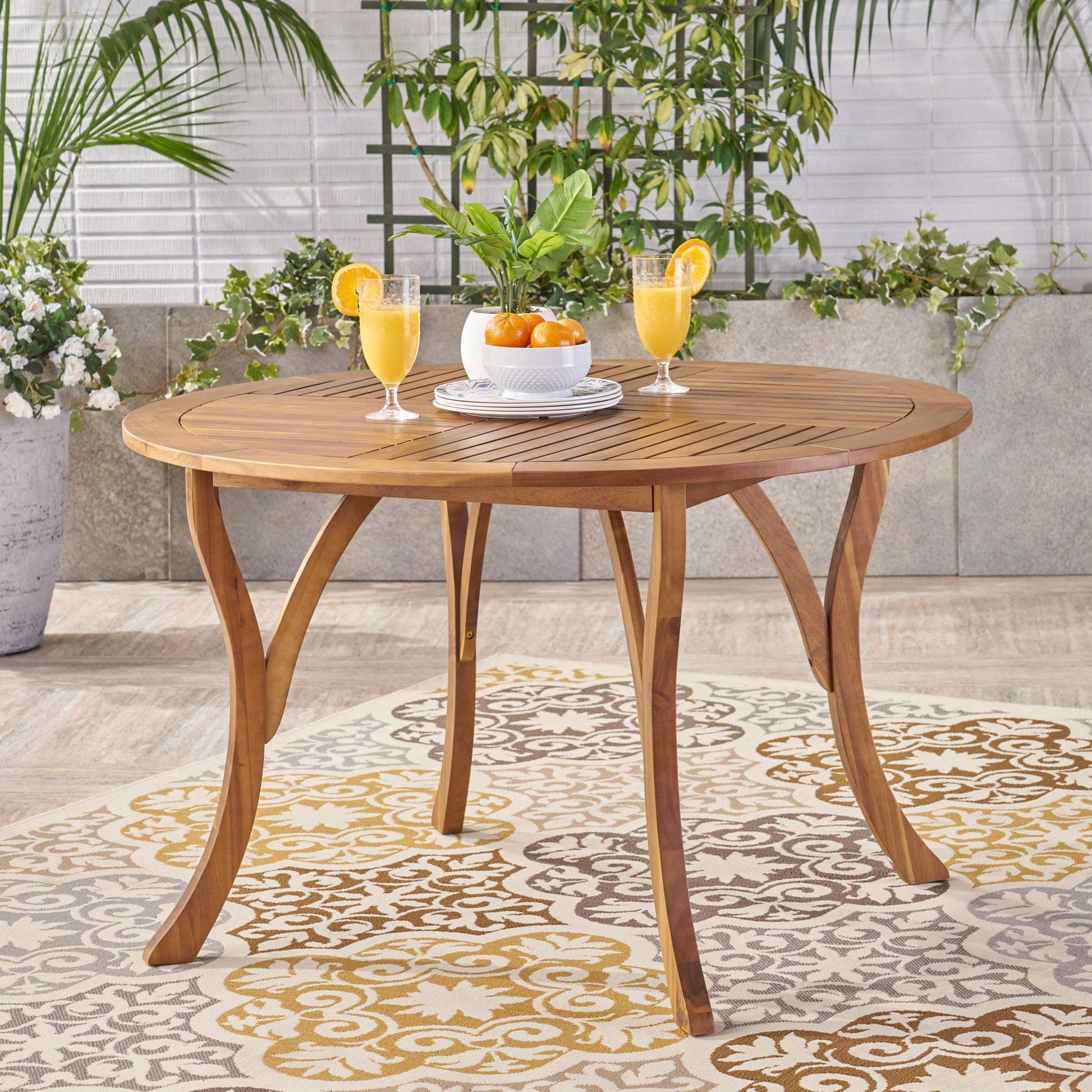 Hermosa - Outdoor Acacia Wood Table Circular Design Noble House