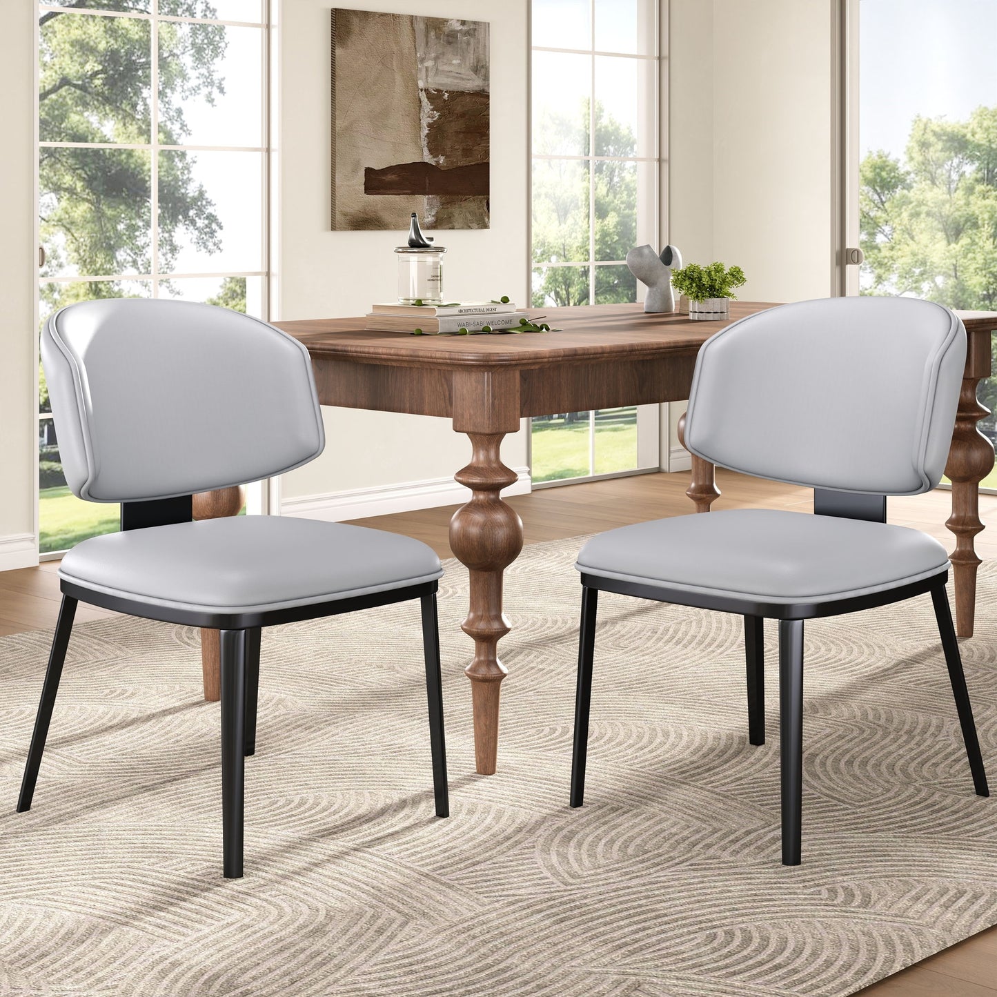 Modern Upholstered Dining Chairs (Set of 2) Noble House