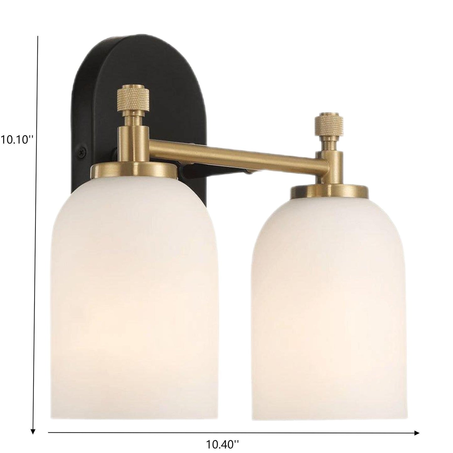 Vortex - 2 Lights Vanity In Traditional Style For Over Bathroom Mirror Wall Sconce - Black / Gold / White Ashcroft Furniture