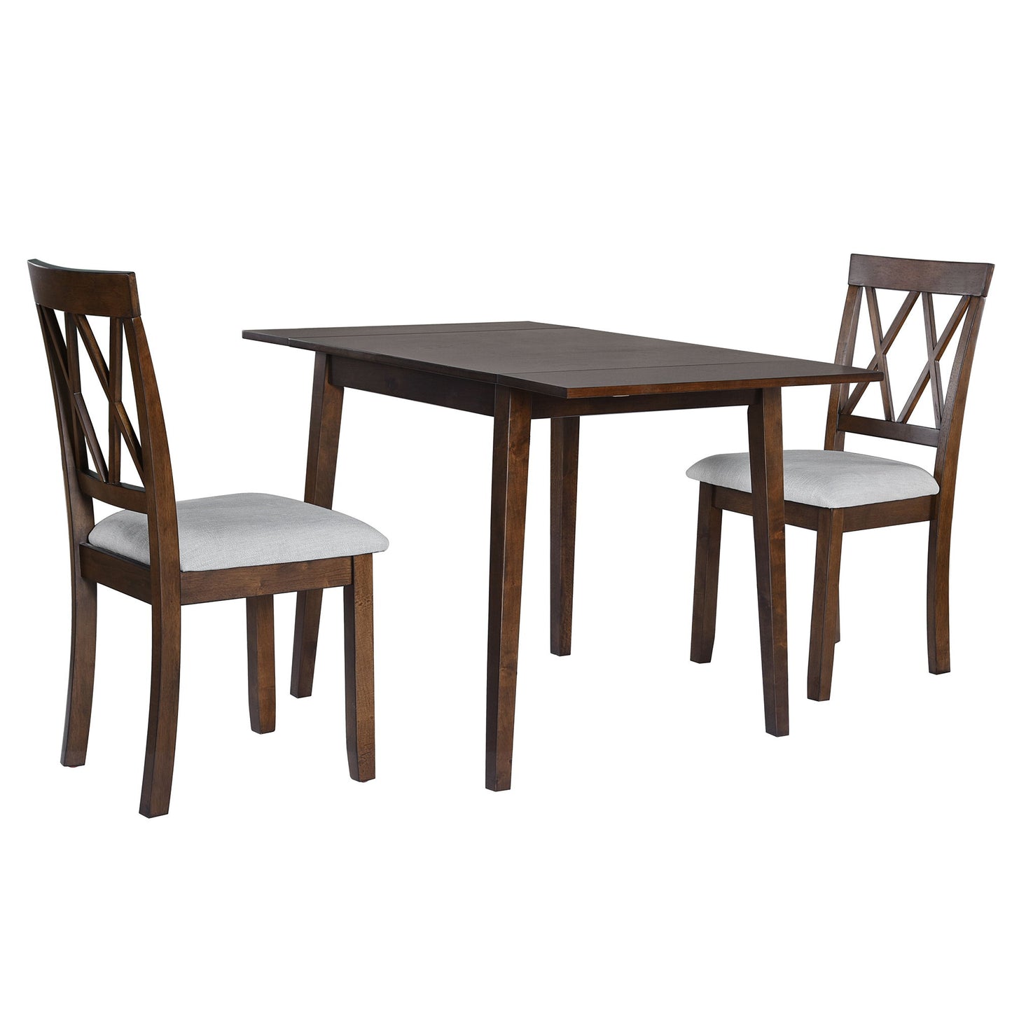 3 Piece Kitchen Dining Set With Drop Leaf Dining Table And 2 Dining Upholstered Chairs, Dining Room Set For Small Places - Brown Hearth and Haven