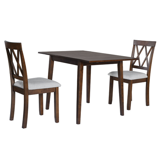 3 Piece Kitchen Dining Set With Drop Leaf Dining Table And 2 Dining Upholstered Chairs, Dining Room Set For Small Places - Brown Hearth and Haven