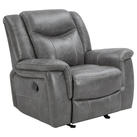 Encino - Upholstered Padded Arm Glider Recliner - Gray Furniture Max