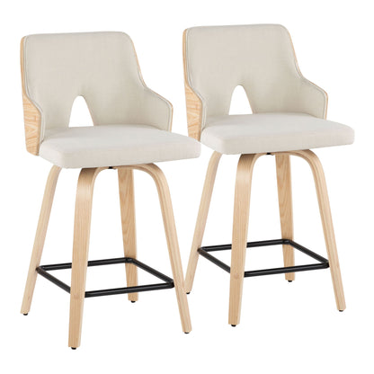 Stella - Contemporary Fixed Height Counter Stool With Swivel Square Footrest (Set of 2) Lumi Source