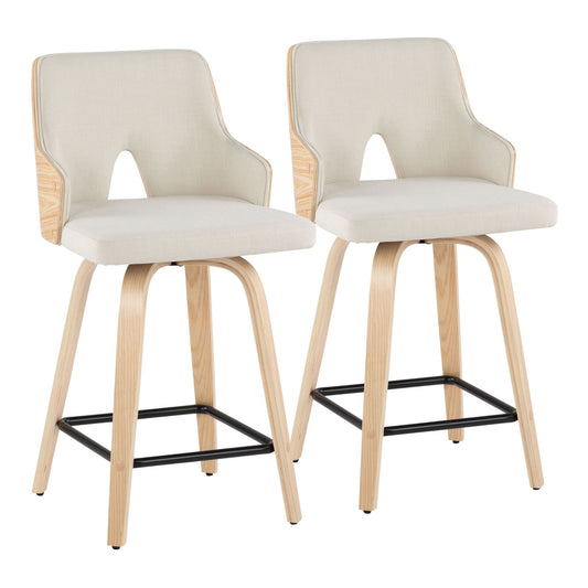 Stella - Contemporary Fixed Height Counter Stool With Swivel Square Footrest (Set of 2) Lumi Source