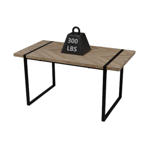 Modern Industrial Dining Table 59" Rectangular Light Wood With Metal Legs For 4 - 6 People - Natural Wood Home Essentials