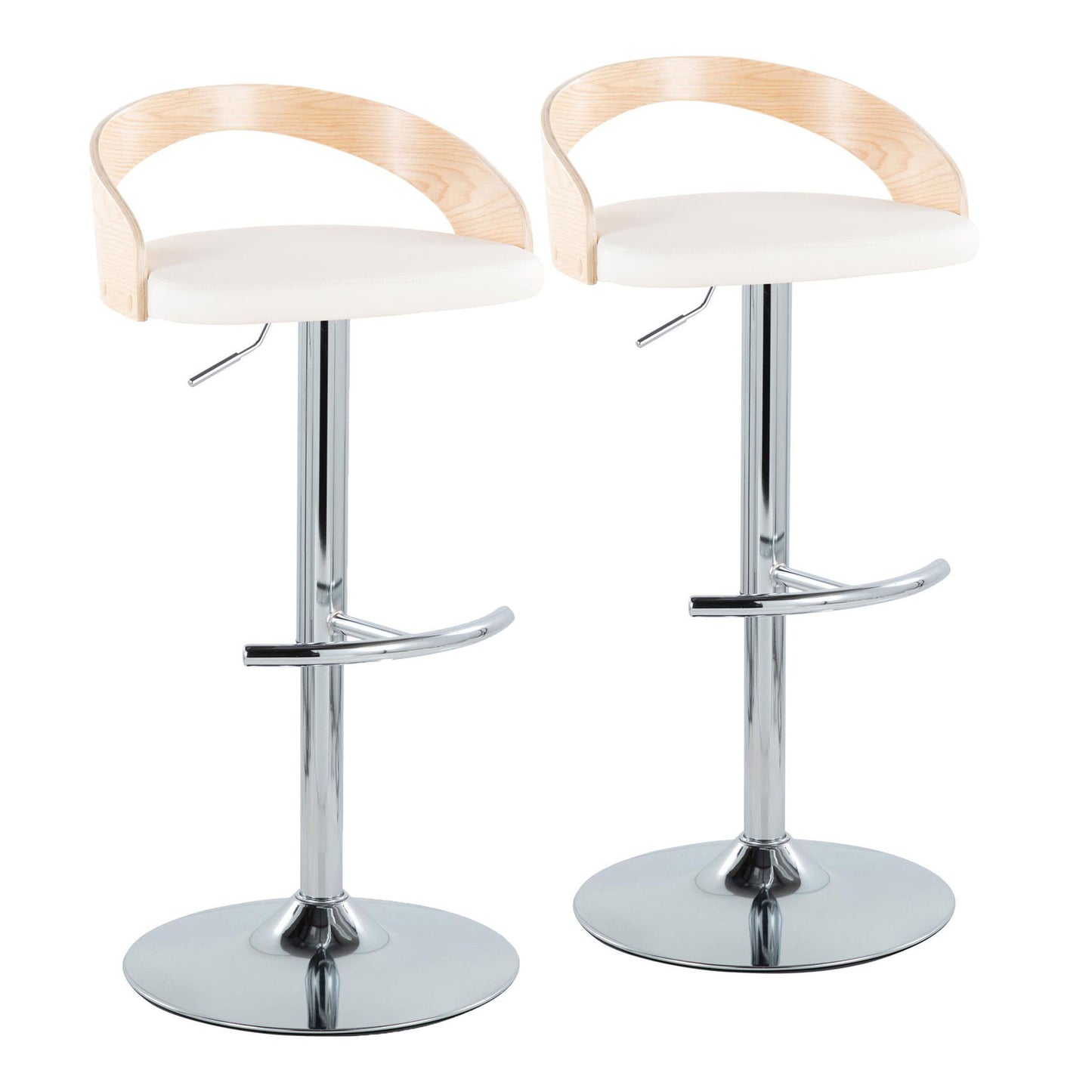 Grotto - Contemporary Adjustable Barstool, Swivel With Rounded T Footrest (Set of 2) Lumi Source