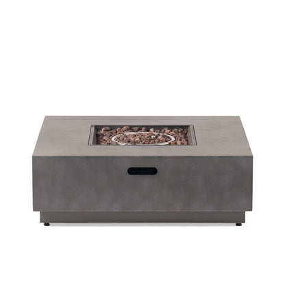 Modern Square Fire Pit With 50,000 Btu Noble House