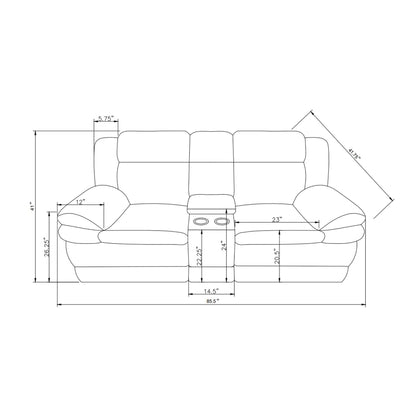 Winston - Power Console Recliner Loveseat With LED And Hidden Drawer - Black Global Furniture USA