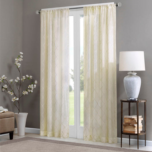 Irina - Diamond Sheer Window Curtain - Ivory