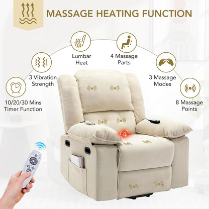 Massage Recliner Power Lift Chair With Adjustable Massage And Heating Function Hearth and Haven