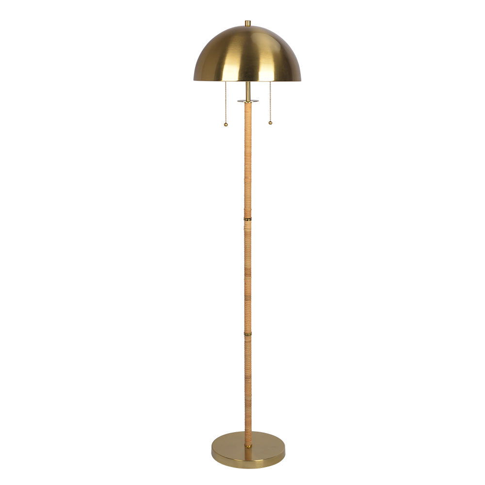 Allure - 2 Light Floor Lamp, Gold, Natural Tube, Double On / Off Pull Chain - Gold / Rattan Ashcroft Furniture
