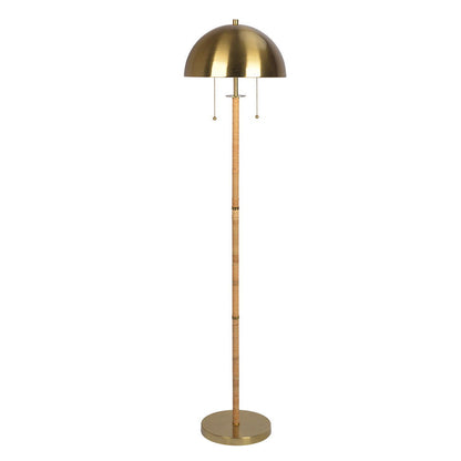 Allure - 2 Light Floor Lamp, Gold, Natural Tube, Double On / Off Pull Chain - Gold / Rattan Ashcroft Furniture