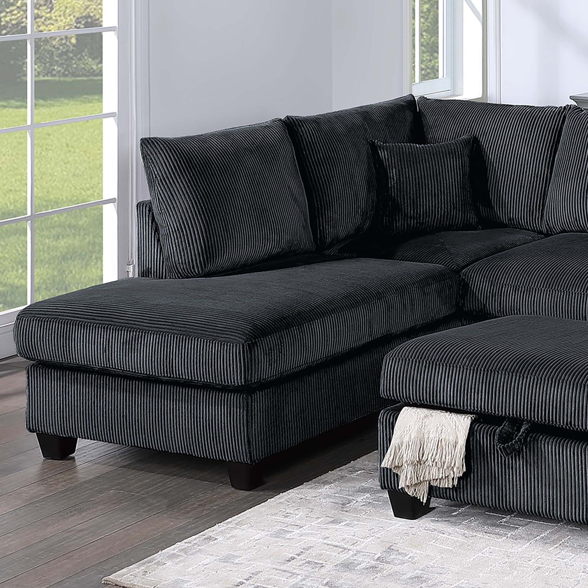 Modern Style Sectional Set With USB Port, Storage Ottoman Home Essentials