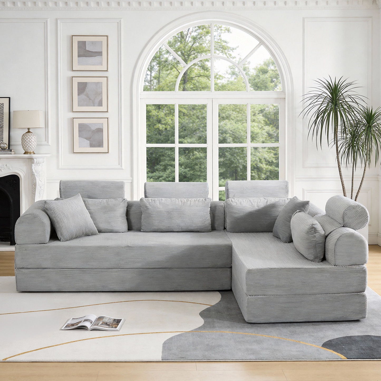 Modern L-Shape Modular Sectional Sofa, Compressed Design Home Essentials