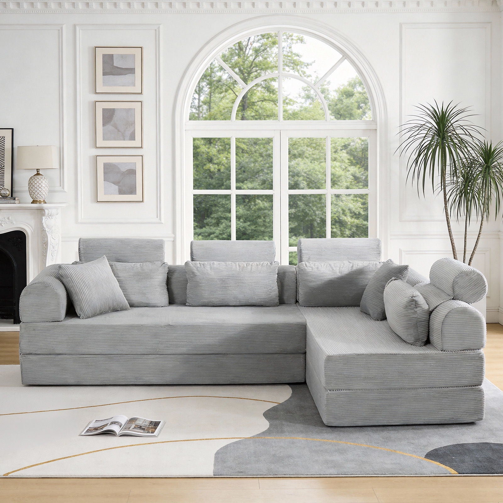 Modern L-Shape Modular Sectional Sofa, Compressed Design Home Essentials