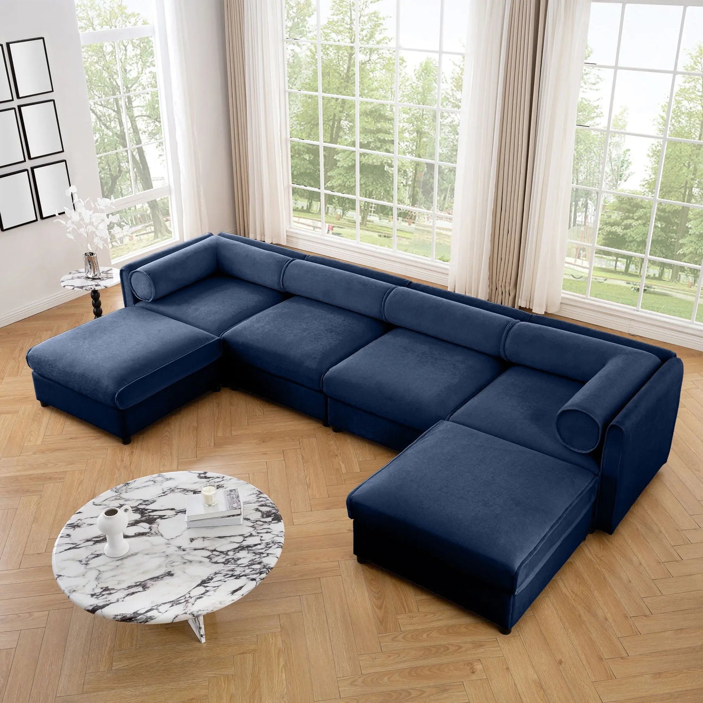 Contemporary Elegant White Chenille Sofa With Storage And Ottoman Home Essentials