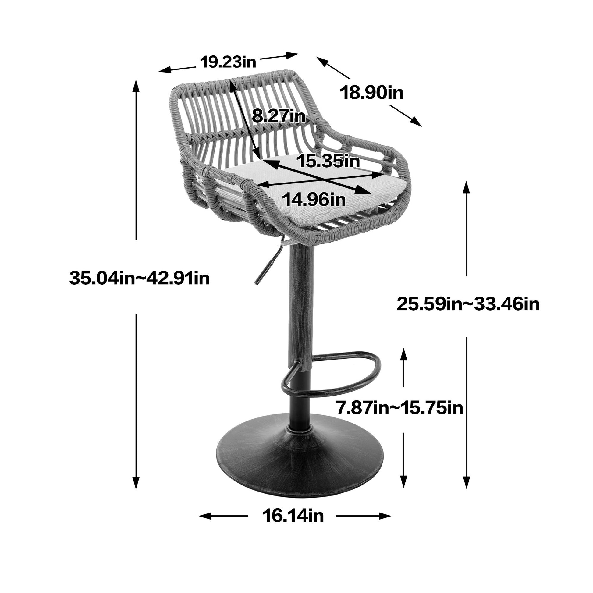 Modern Swivel Bar Stools Adjustable Counter Chairs With Footrest (Set of 2) Home Essentials