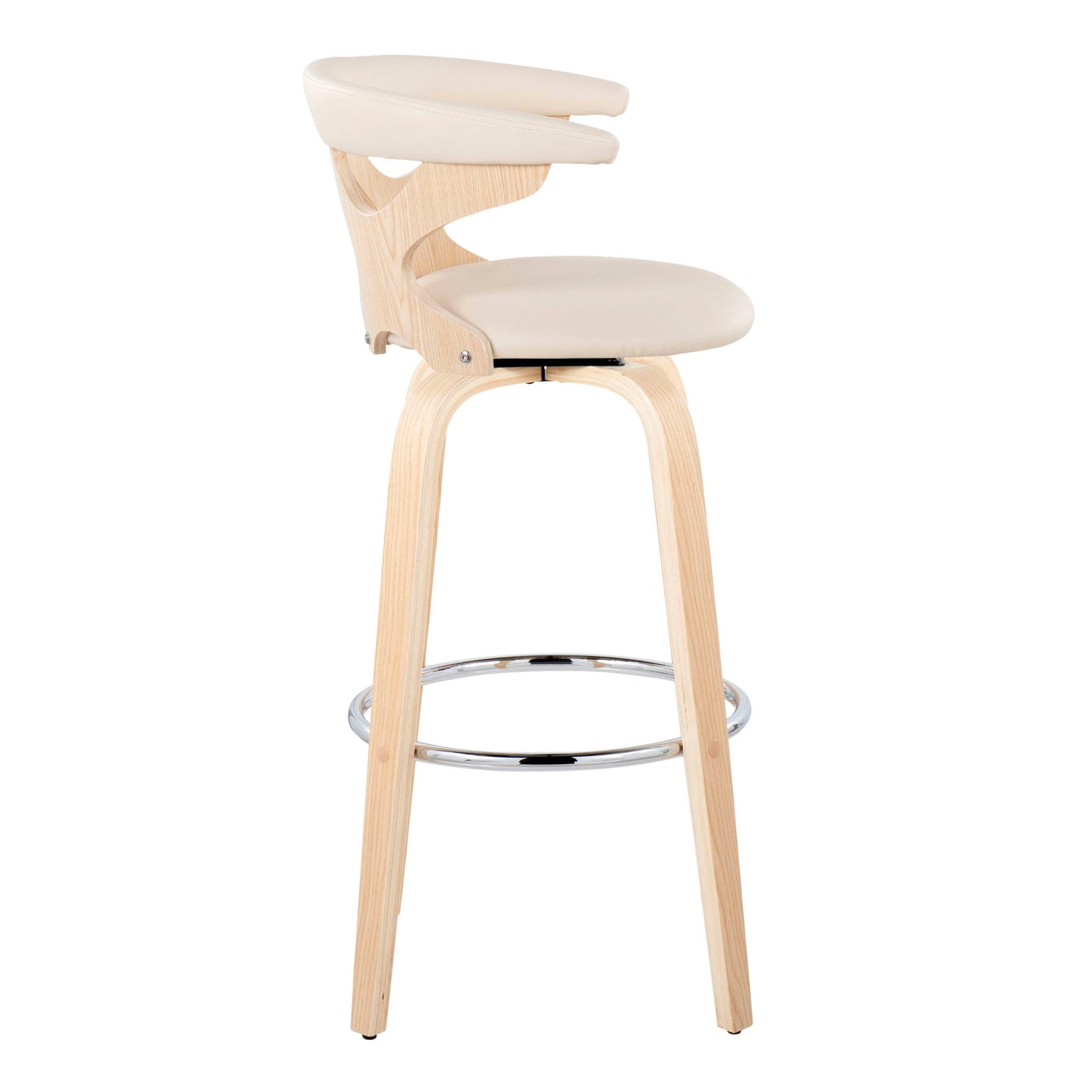Gardenia - Contemporary Fixed Height Barstool With Swivel With Round Footrest (Set of 2) Lumi Source