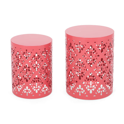 Outdoor Metal Modern Design End Table Noble House