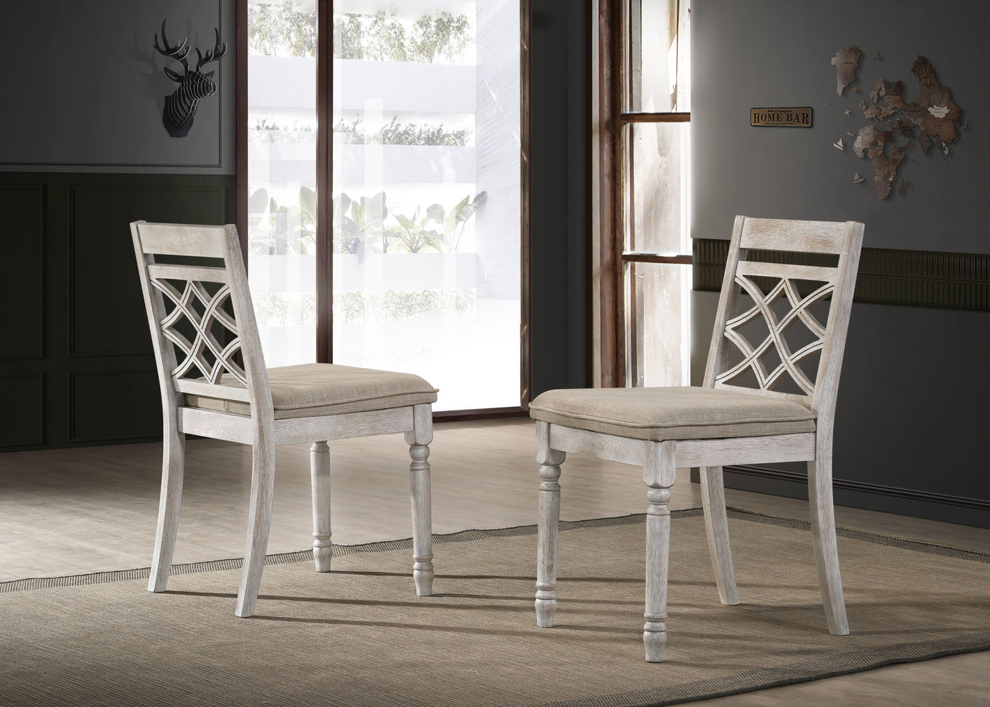 Havanna - Wide Contemporary Fabric Chair With Cushion (Set of 2) - Off White Lilola Home