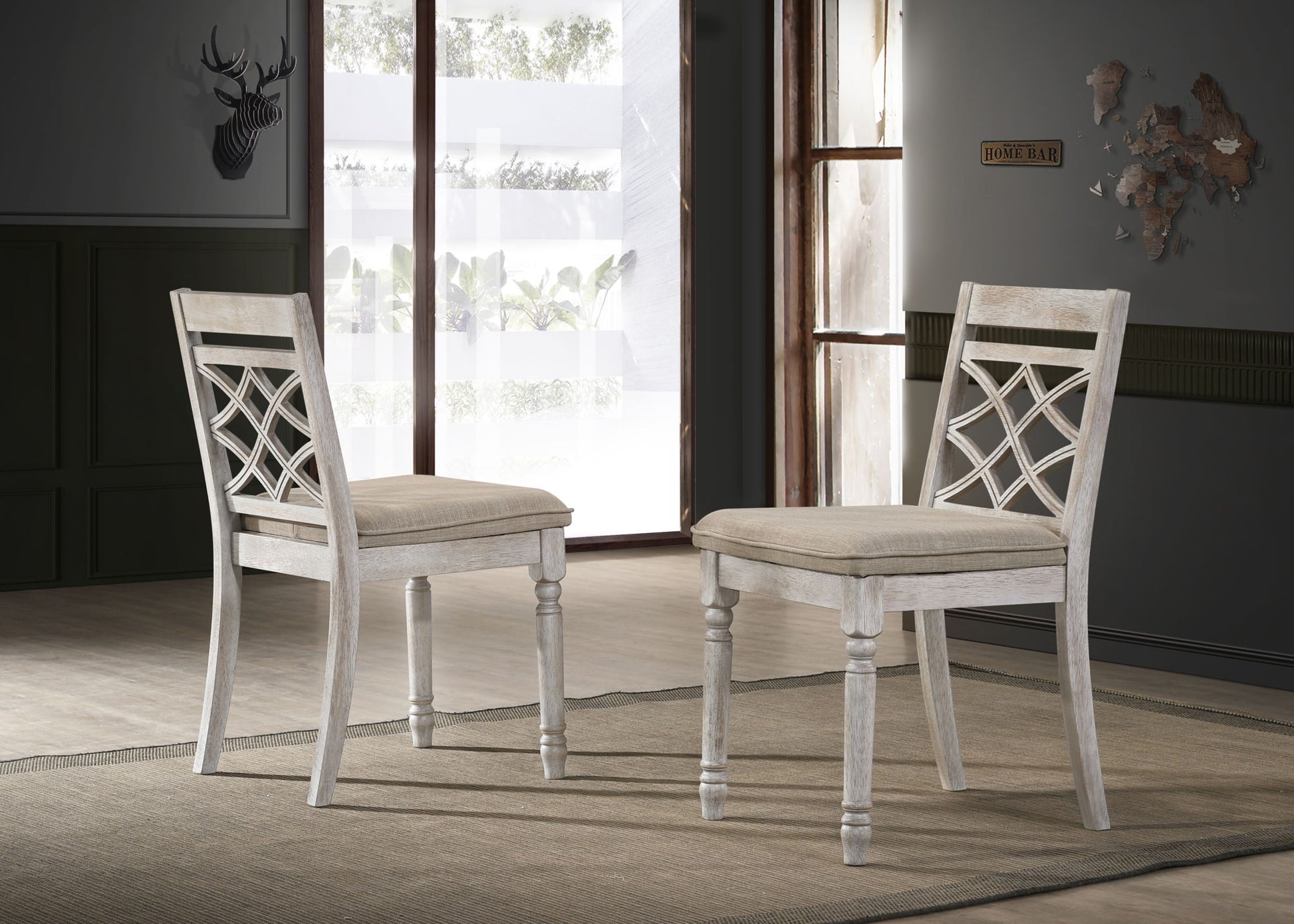 Havanna - Wide Contemporary Fabric Chair With Cushion (Set of 2) - Off White Lilola Home