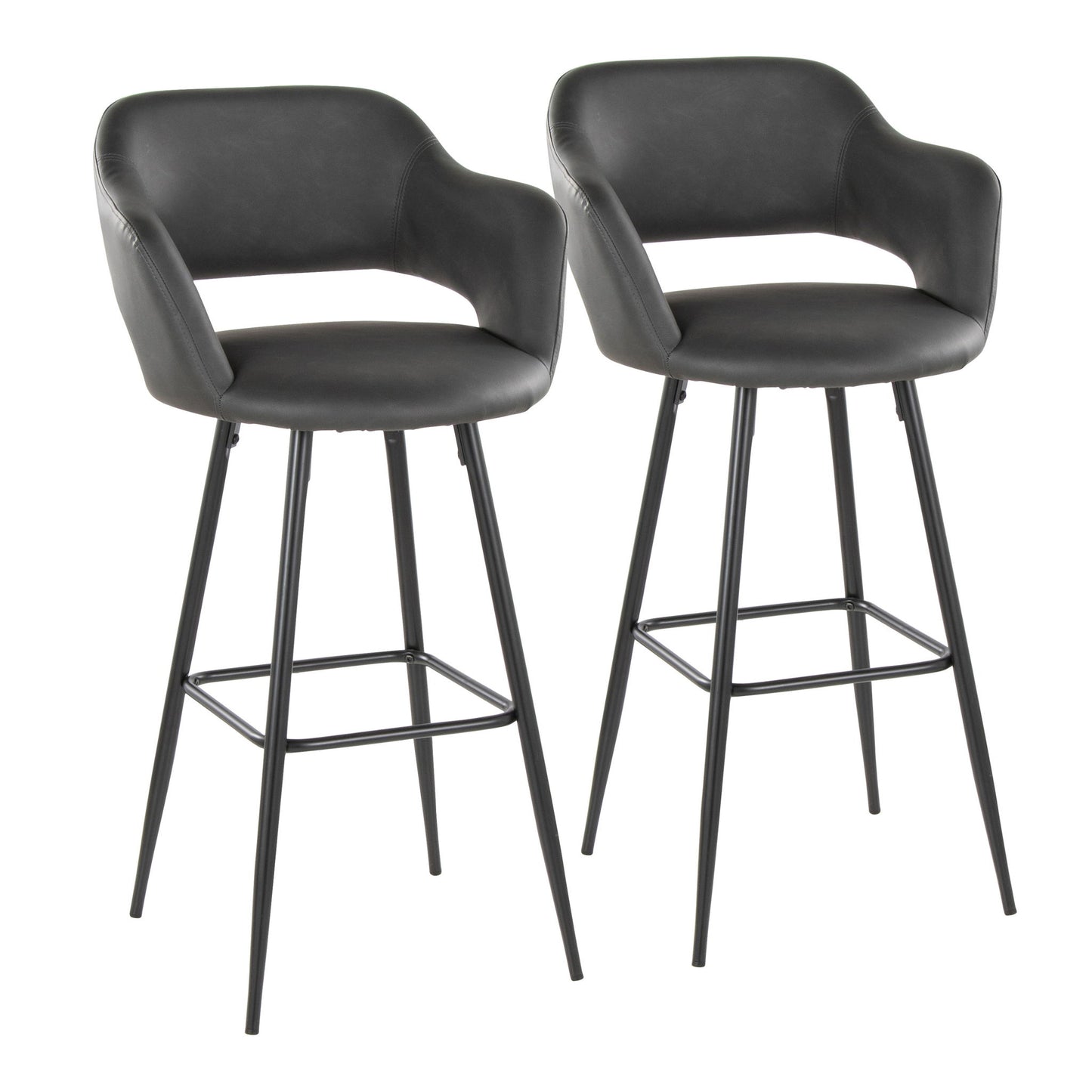Margarite - Contemporary Fixed Height BarStool With Square Footrest (Set of 2) Lumi Source