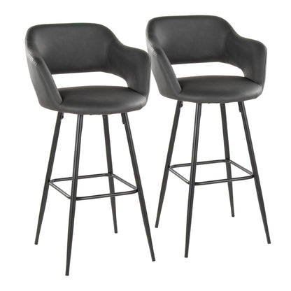 Margarite - Contemporary Fixed Height BarStool With Square Footrest (Set of 2) Lumi Source