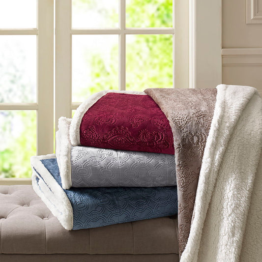 Elma - Oversized Textured Throw - Burgundy Madison Park