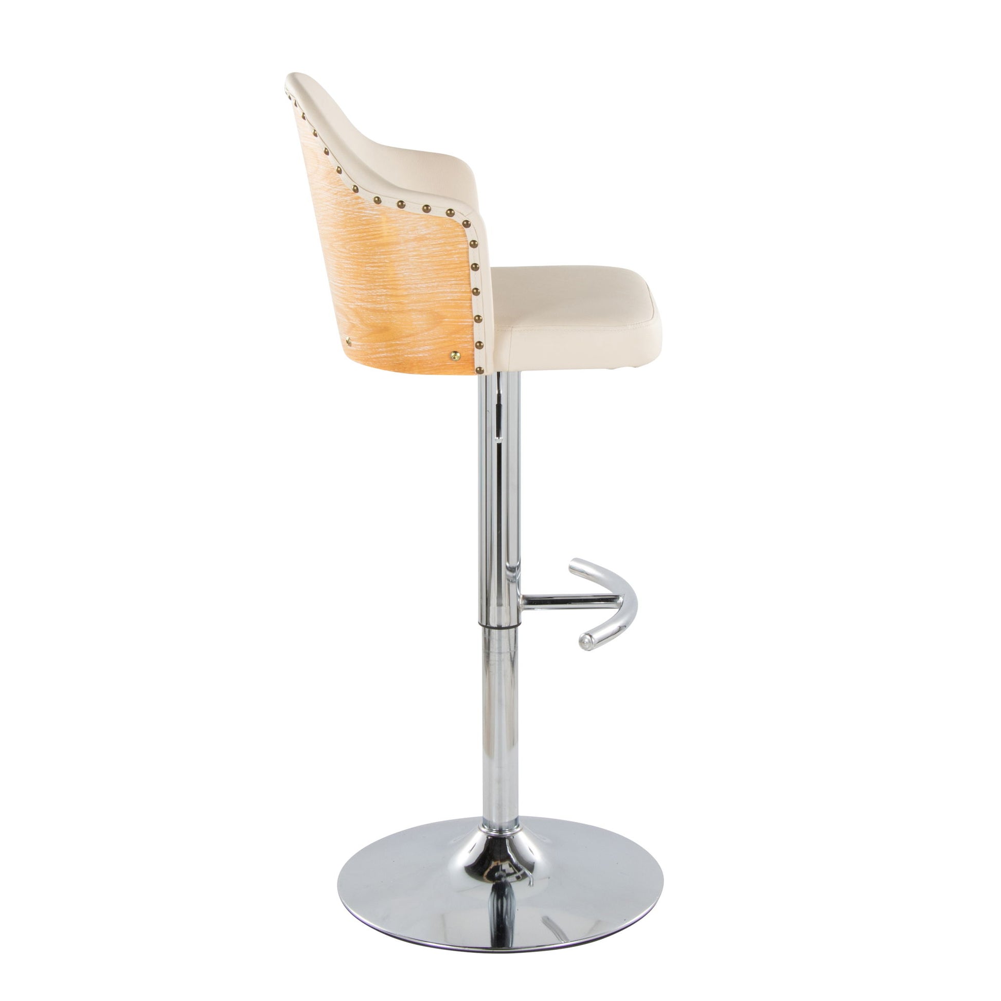 Ahoy - Contemporary Adjustable Barstool, Swivel With Rounded T Footrest (Set of 2) Lumi Source