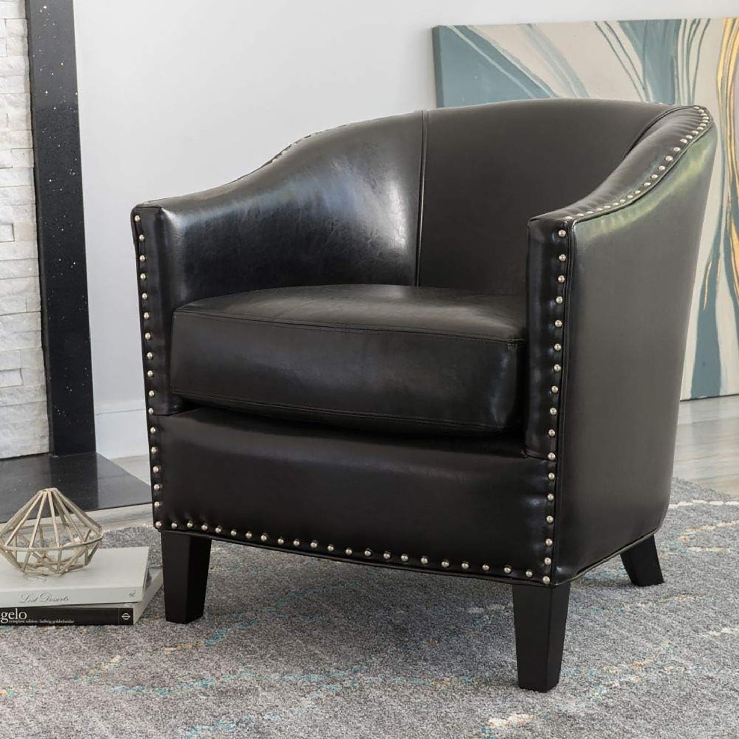 Enigmatica - Upholstered Club Chair With Nailhead Trim Noble House