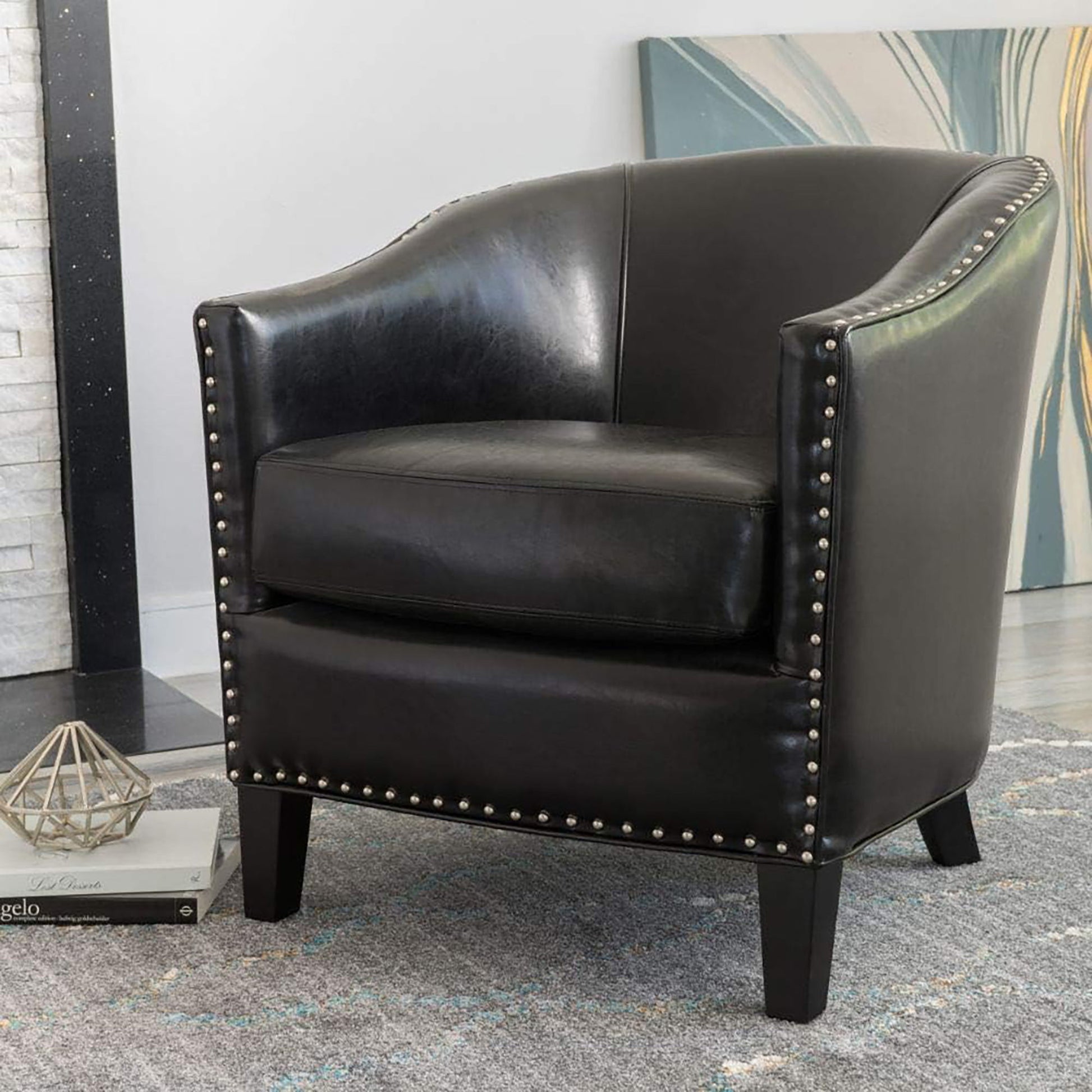 Enigmatica - Upholstered Club Chair With Nailhead Trim Noble House