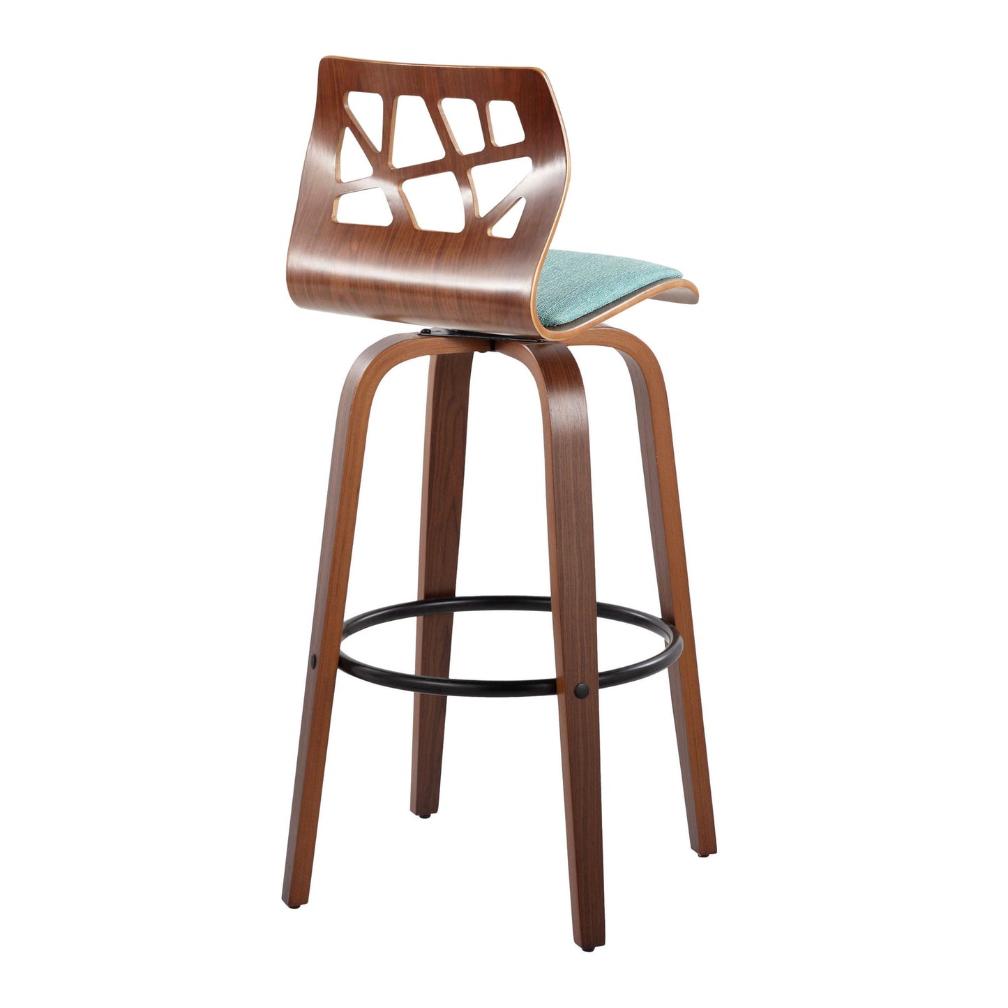 Folia - Mid Century Modern Fixed Height Barstool With Swivel With Round Footrest (Set of 2) Lumi Source